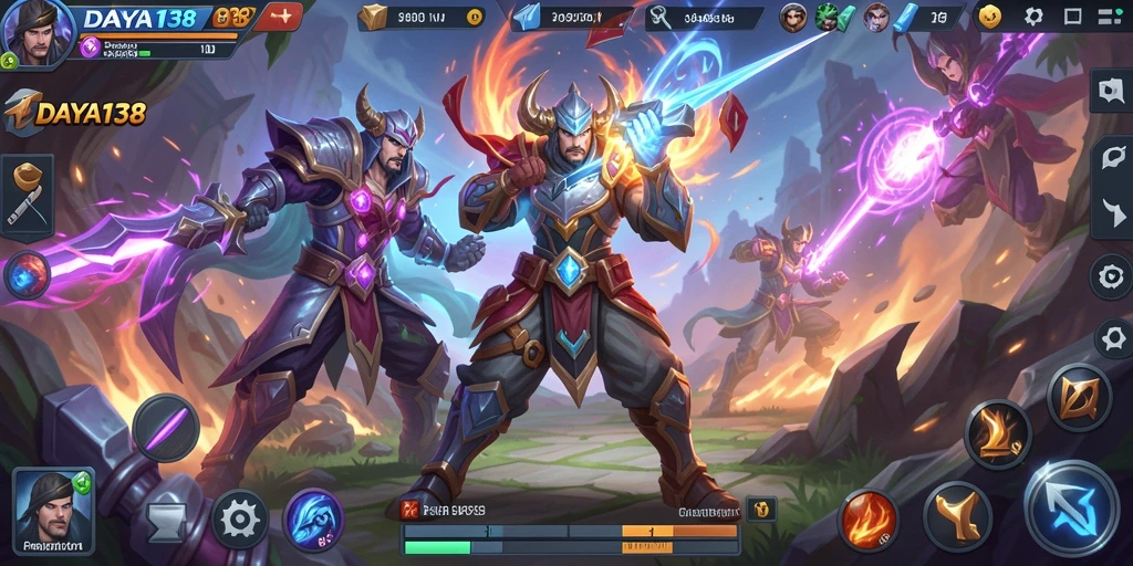 Tampilan intens gameplay <strong>DAYA138</strong> dalam pertempuran MOBA.