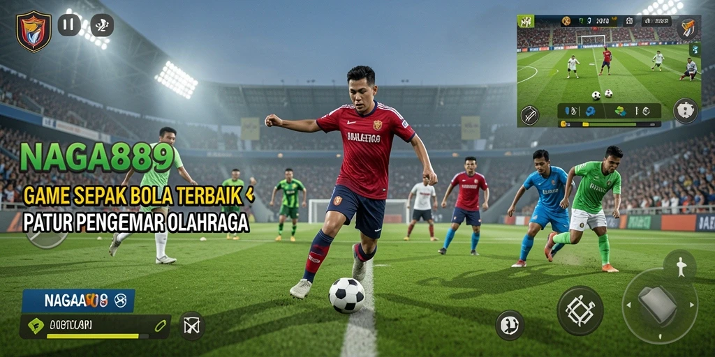 Screenshot gameplay menunjukkan aksi seru pertandingan sepak bola di NAGA889.