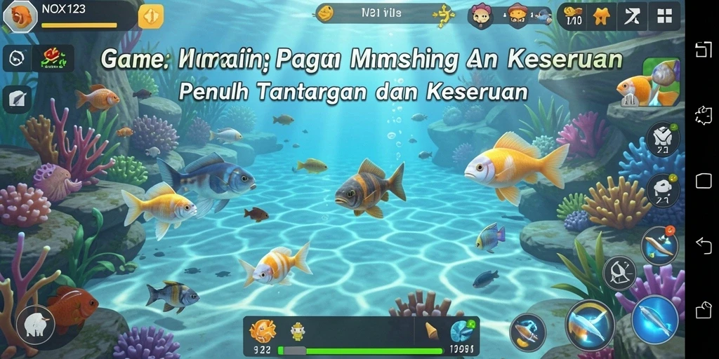 Gameplay seru dan menantang di NOX123 saat menangkap ikan.